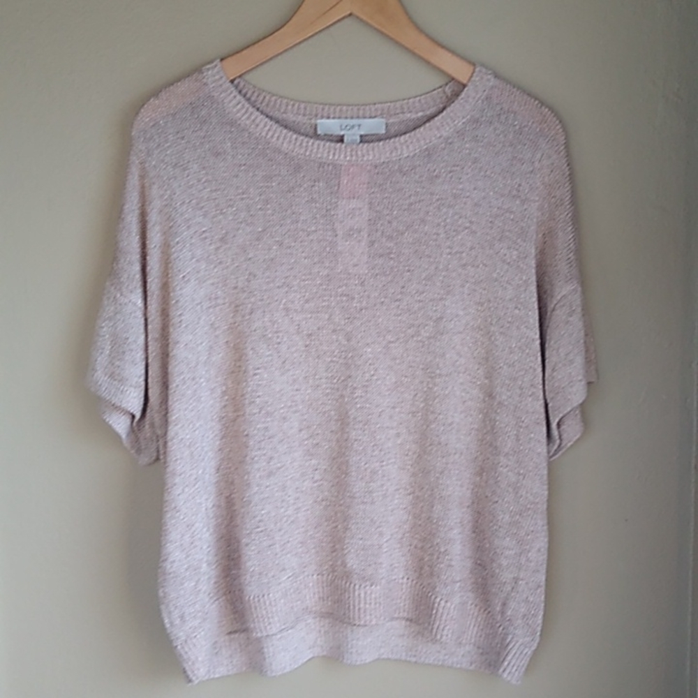 Loft metallic Blush knit Top Size XL New